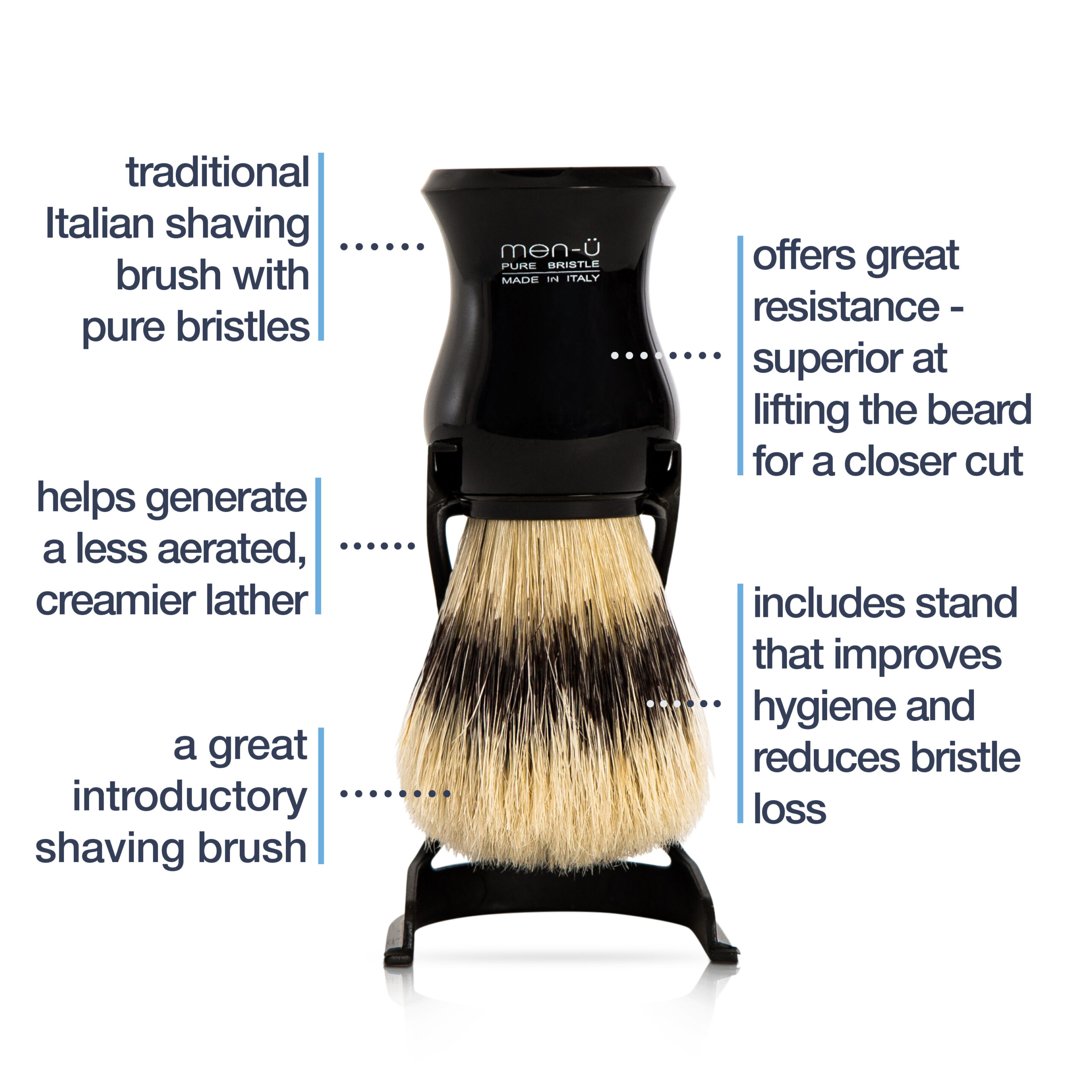 Barbiere Pure Bristle Shaving Brush (Black) - Image 2